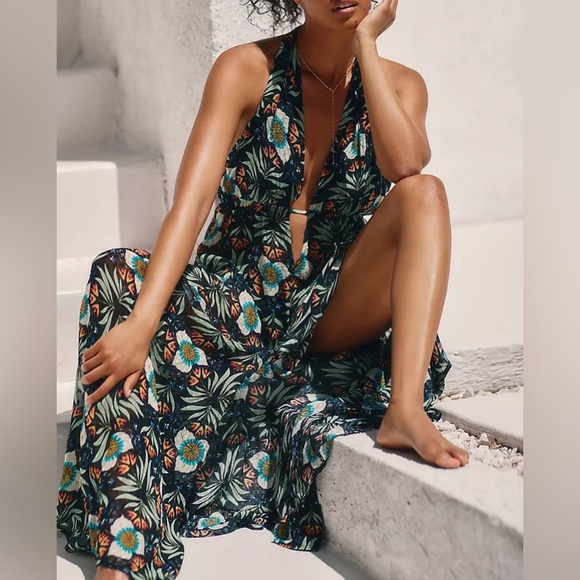 Anthropologie Brenda Quinn V-Neck Halter Dress - Picture 14 of 15